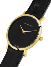 Load image into Gallery viewer, Jette Lugano Leather 40mm Gold Black