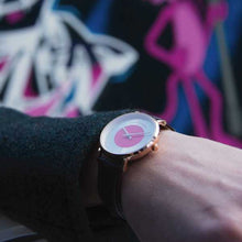 Load image into Gallery viewer, Code Dot Leather 33mm Rose Gold Pink